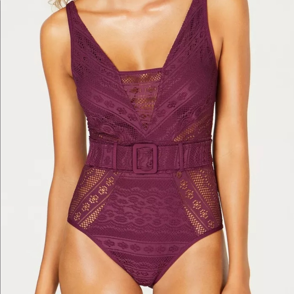 BECCA Colorplay Belted Purple Slimming One Piece